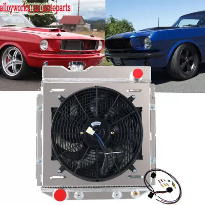 For 1960-1966 Ford Mustang 5.0L Conversion V8 4 Row Radiator+Shroud Electric Fan • $220.98