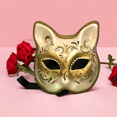 Original Venezia Hand Painted Masquerade Golden Mask Made In Italy - Stamped • $21