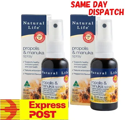 Natural Life Propolis & Manuka Honey Spray 30ml MGO280 UMF10 Relief Sore Throats • $14.31