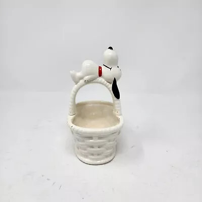 Vintage United Features Peanuts Snoopy Ceramic Basket Schulz Made In Japan 1958 • $75.99