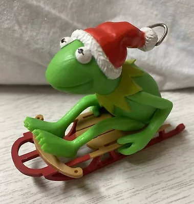 Vintage Kermit The Frog Sled Ornament Hallmark Keepsake Henson Muppets 1981 • $20