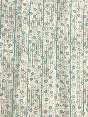 Vintage Quilting Cotton Fabric 1.5 Yards Unbranded Mint Green Tiny Floral Stripe • $9.99