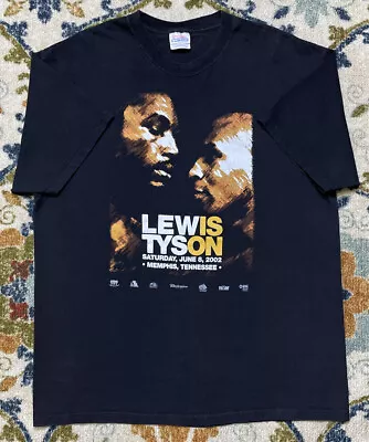 Vintage Boxing Mike Tyson Vs Lennox Lewis T Shirt Black Size XL 2002 HBO Hanes • $95