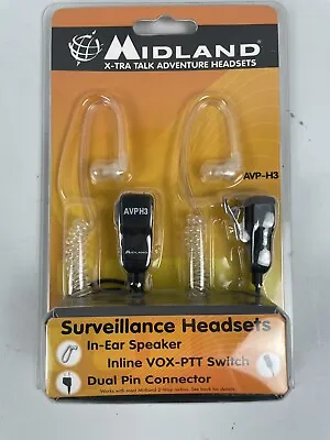 Midland AVPH3 White In-Ear Only Surveillance Headsets - Inline VOX-PTT Switch • $15.99
