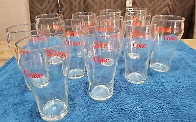 Dozen Coca-Cola 24 Oz. Clear 6  Glasses Red Logo Vintage • $28