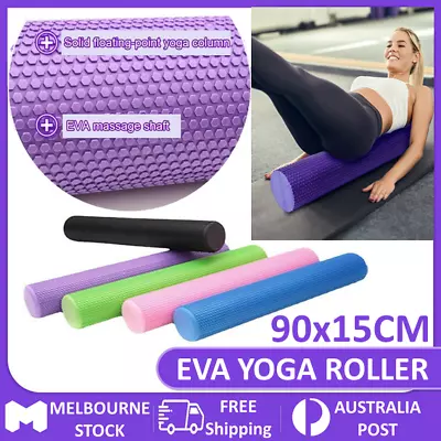 $6.45 • Buy Pilates Foam Roller Long Physio Yoga Fitness Home GYM Exercise Training 90x15CM
