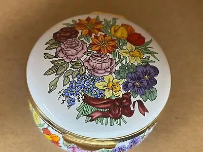 $37.49 • Buy Crummles Enamel Trinket Box  FLORAL / 1997   Limited Edition ~ 2 1/4 ~ Round