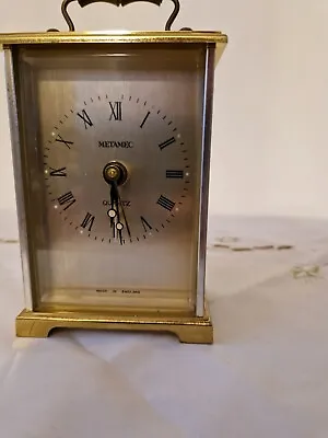 Metamec Carriage Clock Quartz Made In England Brass Style Vintage Small  • £30