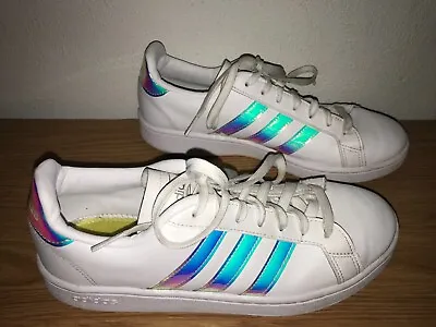 $27.95 • Buy Adidas Women's Grand Court Silver Hologram Sneakers Shoes Ee9689 : Size 9 
