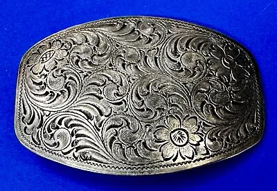 Western Style Flower Swirl Floral Theme Silver Color Vintage 1994 Belt Buckle • $8.95