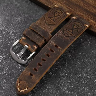 $33.69 • Buy Premium Italian Leather Handmade Watch Strap 26mm Flottiglia Vintage Brown