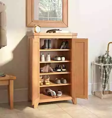 Hallowood Oak Tall Shoe Storage Cupboard Wooden Cabinet Organiser.  8 - 15 Pairs • £285