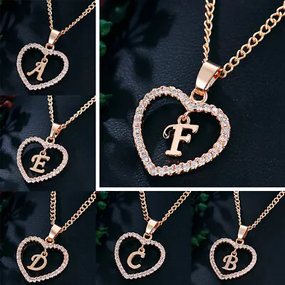 £3.11 • Buy Personalised Love Heart Initial Letter Alphabet Pendant Chain Necklace Choker