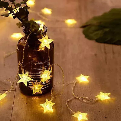 20 LED Star String Lights 10 FT Fairy Christmas Lights Battery Operated For Indo • $15.81