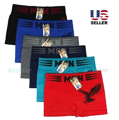 Lot 6 Pack Mens Microfiber Boxer Briefs Underwear Compression Stretch Sport Flex • $15.95