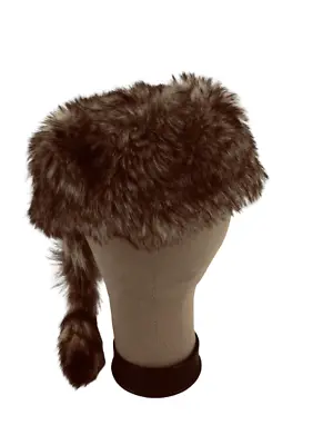 Davey Crockett Mens Racoon Fur Tail Coon Hat Cap Costume Faux • $10.99