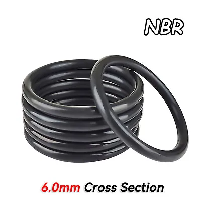 $5.05 • Buy 6mm Cross Section O Rings NBR Nitrile Rubber 17mm - 490mm OD Oil Resistant Seals