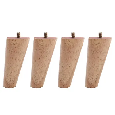 4pcs Wooden Furniture Legs Table Chair Cabinet Tapered Feet & Plate Replacement • £9.65