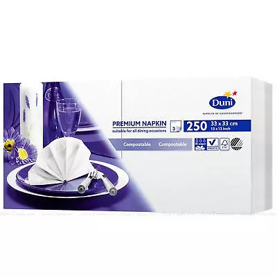 £11.99 • Buy Duni Premium 33cm 13 White Paper Napkins Table Serveware Serviette - Pack Of 250