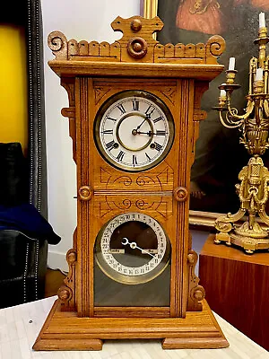 Waterbury “No.44” Antique Double Dial Calendar Parlor/Kitchen/Mantel Clock • $863.27