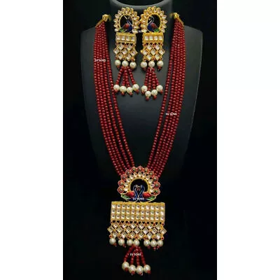 Indian Bollywood Kundan Long Maharani Haar Mala Bridal Necklace Jewelry Set • $25.37