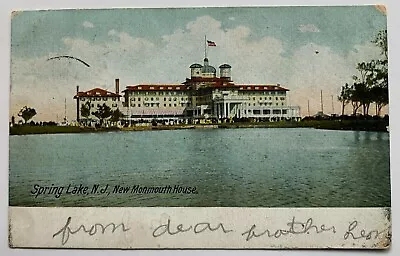 NJ Postcard Spring Lake New Monmouth House Hotel Lake Building Scenic (Leighton) • $7.50