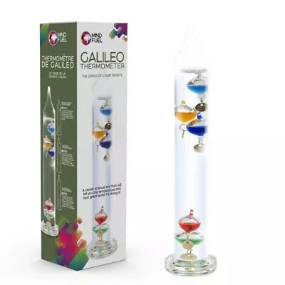 Glass Galileo Thermometer 28cm Tall 5 Balls Multicolour Gift Boxed • £13.95