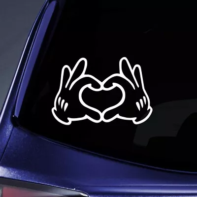 Mickey Mouse Heart Hands White Vinyl Decal Car Truck Trailer Window Laptop • $4.20