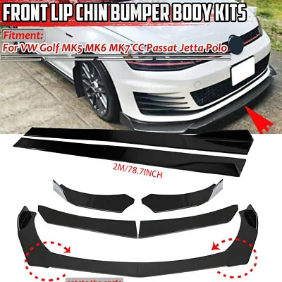 Front Bumper Lip Spoilers + 78.7  Side Skirts For VW Golf Jetta MK4 MK5 MK6 MK7 • $66.95