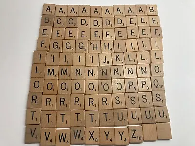 Vintage Scrabble Alphabet Letter Tiles Craft Toy Lot Of 100 Pieces Parts • $7.35