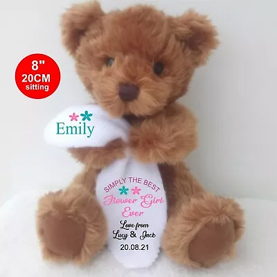 £10.99 • Buy Personalised Brown Traditional Teddy Bear 8 /20cm  Flower Girl Bridesmaid