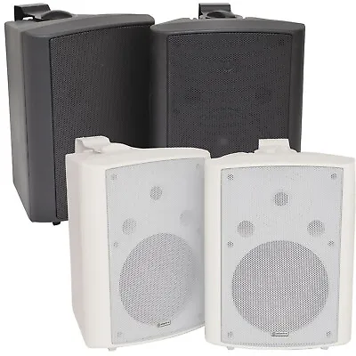 8  2 Way Compact Stereo HiFi Speakers 180W Pair Home Mini Wall Mount ABS • £159.92