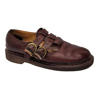 Dr Martens Womens 5 Vintage Double Buckle Strap Mary Jane Brown Leather England • $48.99