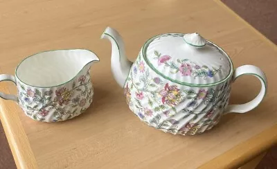 Minton Haddon Hall Green Edge Tea Pat And Milk Jug • £50