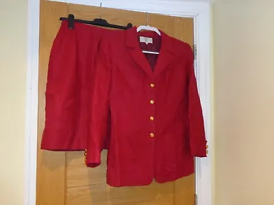 Valentino Miss V Red Skirt Jacket Suit 42/8 • £50