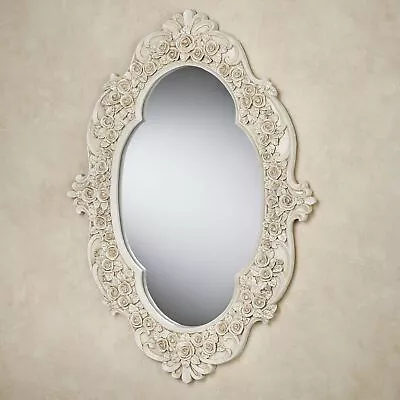 Victoria Rose Oval Wall Mirror Antique Ivory Roses Floral Flowers • $199