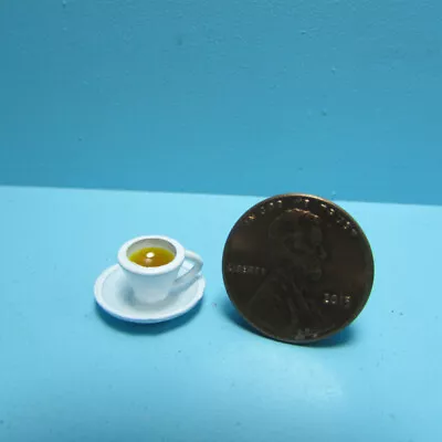 Dollhouse Miniature Filled Cup Of Tea With Saucer B0279 • $2.24