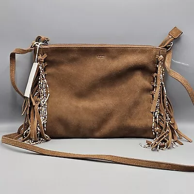 UGG Suede Lea Beaded Fringe Crossbody Purse New With Tag • $89.10