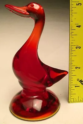 Vintage Viking Glass Epic Line Small Ruby Red Duck #1316 5” Tall 1958 To 1970 • $37.49