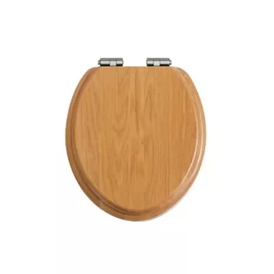 Heritage Wood Toilet Seat With Soft Close Chrome Hinges In Oak TSOAK101SC • £92.96