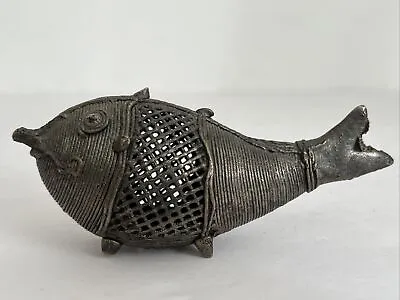 Vintage Indian Dhokra Metal Fish Incense Burner 4.5  • $21.95