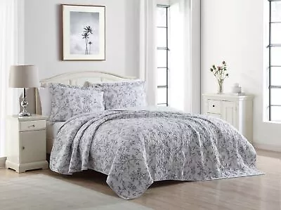 Laura Ashley Branch Toile Printed Coverlet Set - Grey • £104.73