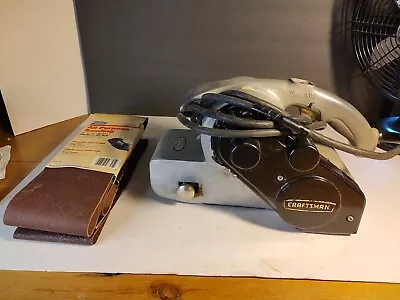 Vintage Sears Craftsman Commercial 4  Belt Sander 2 Speed With Extras! • $39.50