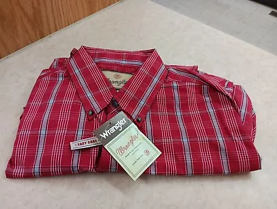 Wrangler Shirt Men's Size XLT Tall Red Multi Color Plaid Western Long Sleeve  • $18.99