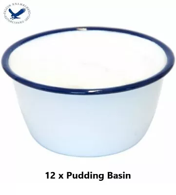 12 X Falcon Enamel Pudding Basin Traditional White 12cm Camping Caravan  • £39.99