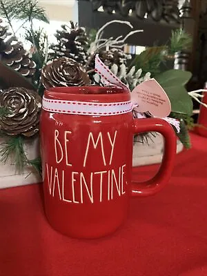 New RAE DUNN Valentines Day LL  BE MY VALENTINE  Red Mason Jar Mug By Magenta • $10.99