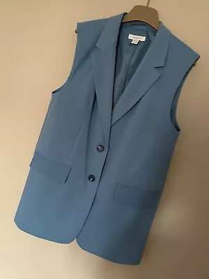 Primark Blue Longline Waistcoat Blazer Size 14 New With Tags • £12.50