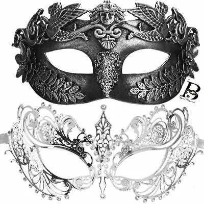 Couple's Masquerade Mask Set For Him And Her In Luxurious Silver • $34.95