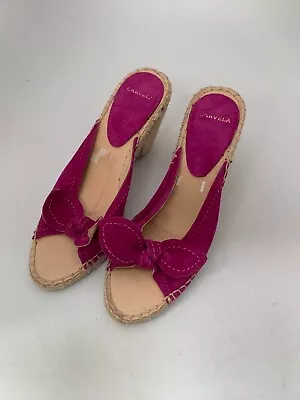 Carvela Womens Magenta Suede Bow Espadrille Medium Heel Summer Shoes EUR 37 #GL • £2.99