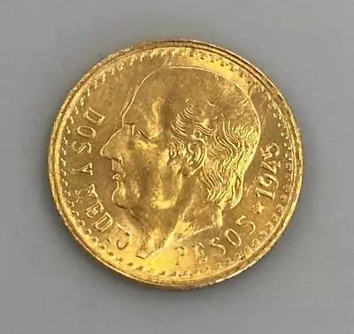 1945 Mexico Gold 2.50 Peso Coin .0603AGW BU L18439 • $151.50